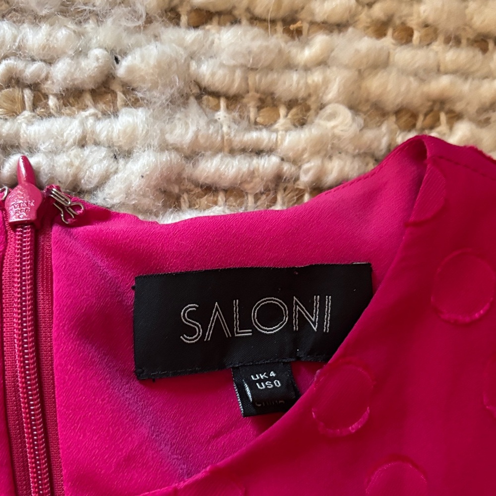 🩷 NEW SALONI Marissa Polka Dot Ruffle Dress Fuchsia Pink - Picture 4 of 8